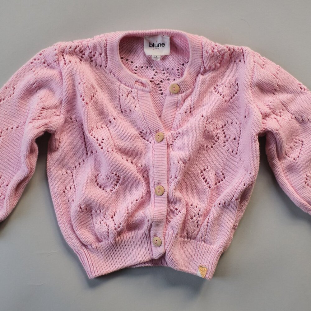 BLUNE KIDS COEUR DE ROCKER CARDIGAN IN BONBON